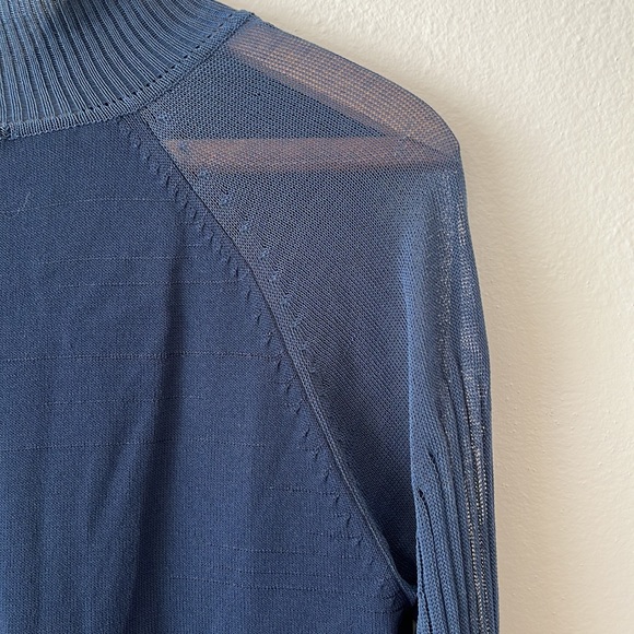 Alidio Michelli Blue Lightweight Sweater with Sheer Sleeves - Picture 7 of 7